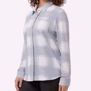 32 Degrees Ladies' Cozy Knit Fleece Button Down Flannel 2 Chest Pocket NWOT